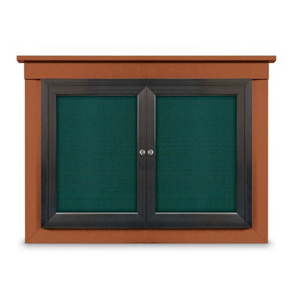 18"x24" 1-Door Enclosed Letterboard, Blue Felt/Walnut